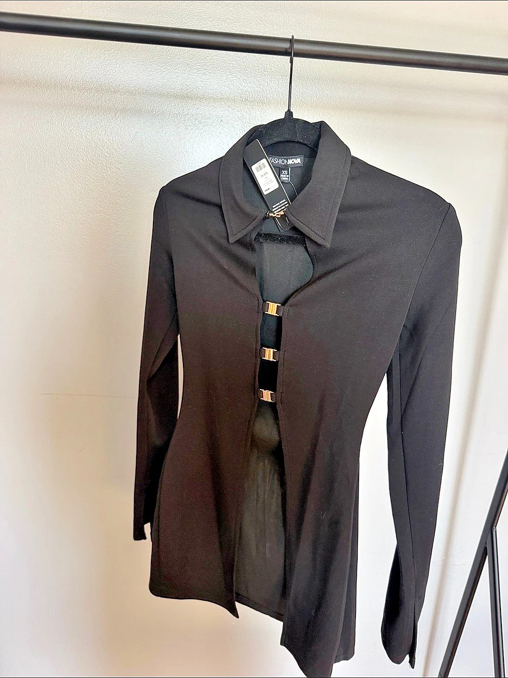 Fashion Nova Nights With You Black Long Sleeve Top NWT